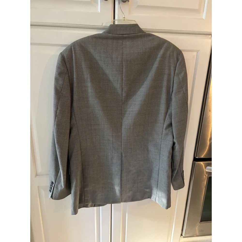 Graham Gunn Ltd Mens Blazer Jacket 43L Grey Houndstooth Wool Two Button‎